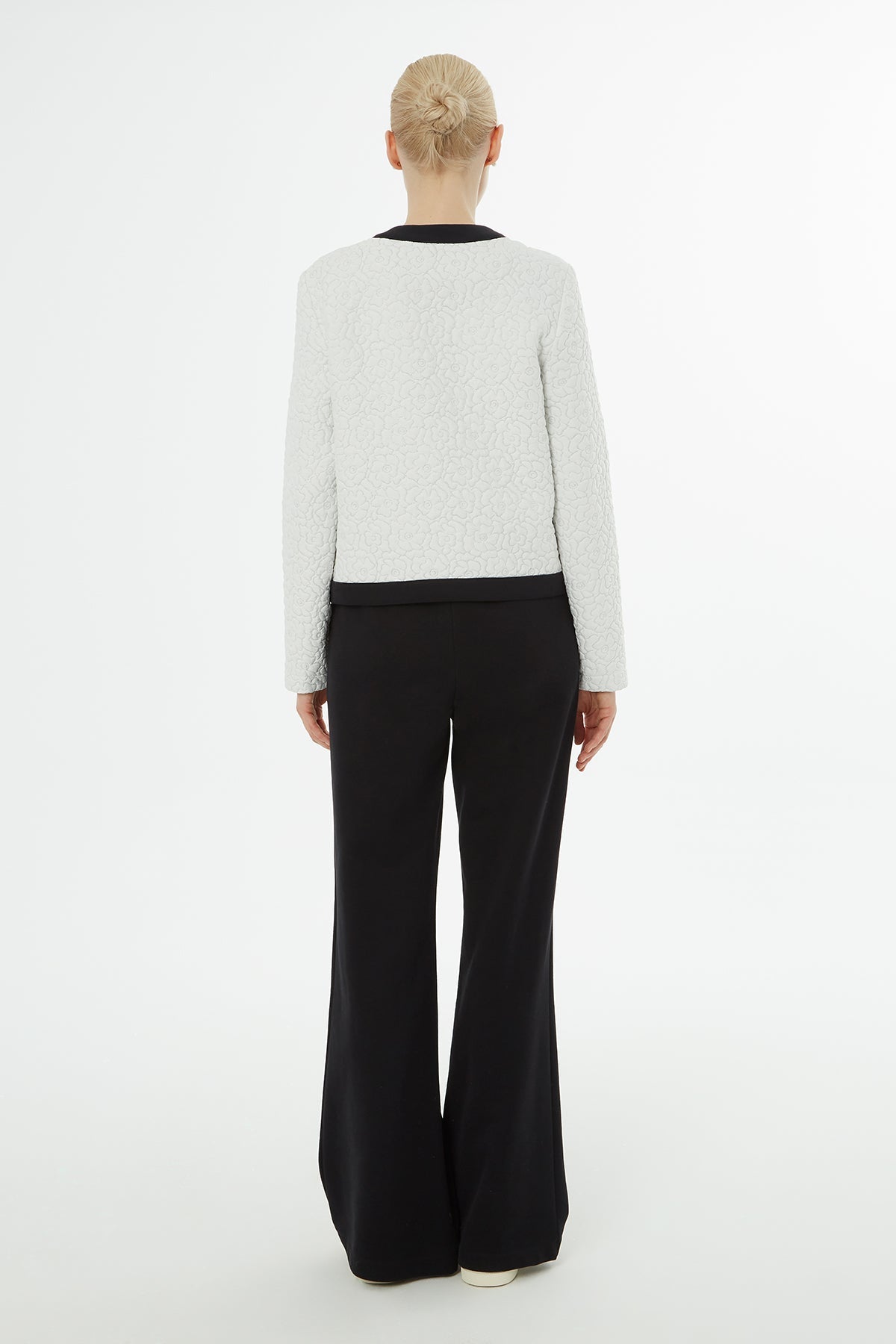 White Printed-Detail Tracksuit Set