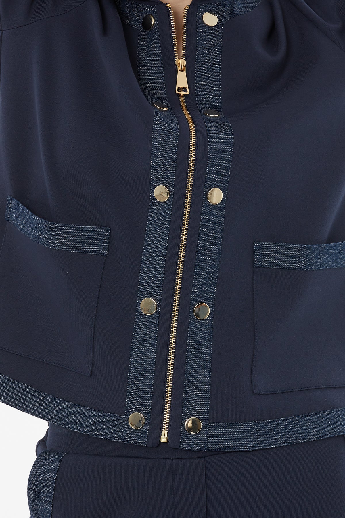 Navy Hooded Tracksuit Set with Zipper