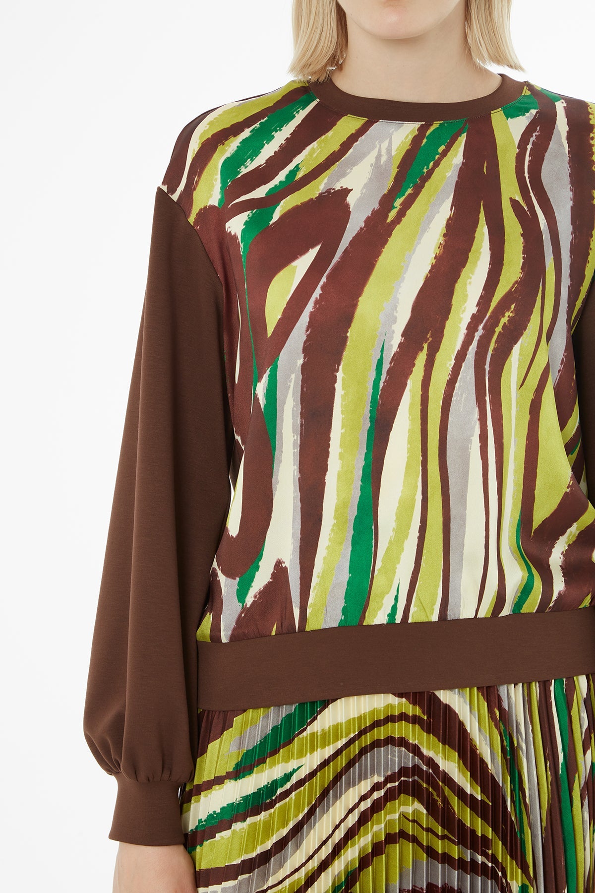 Printed Bicycle-Collar Blouse Set