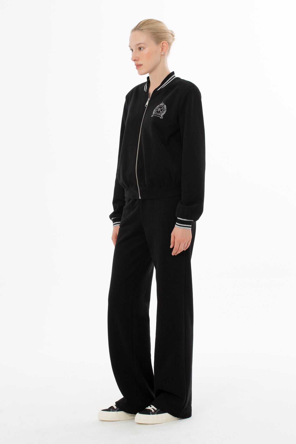 Black Jacket with Knitted Collar