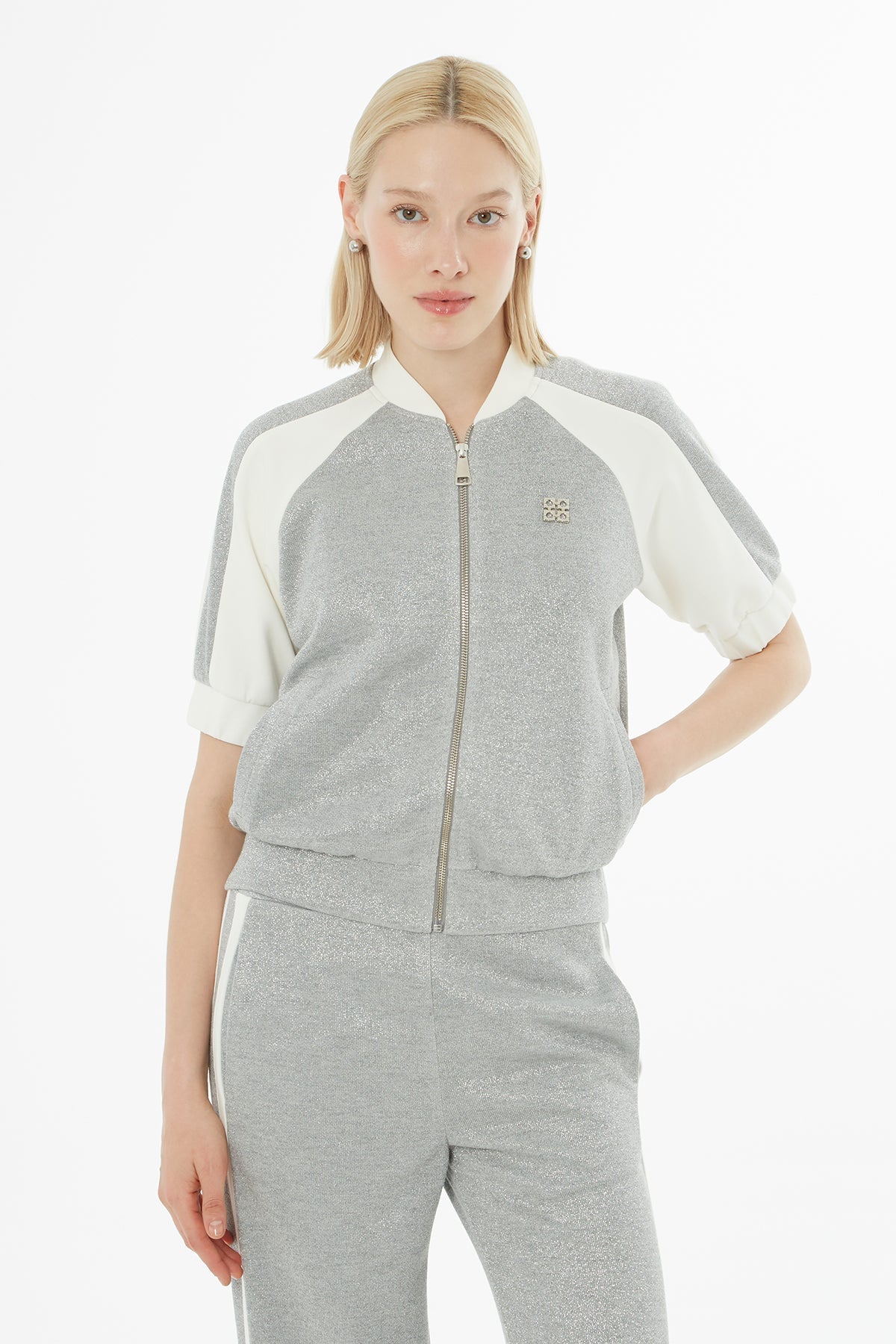 Grey Short-Sleeve Tracksuit Set