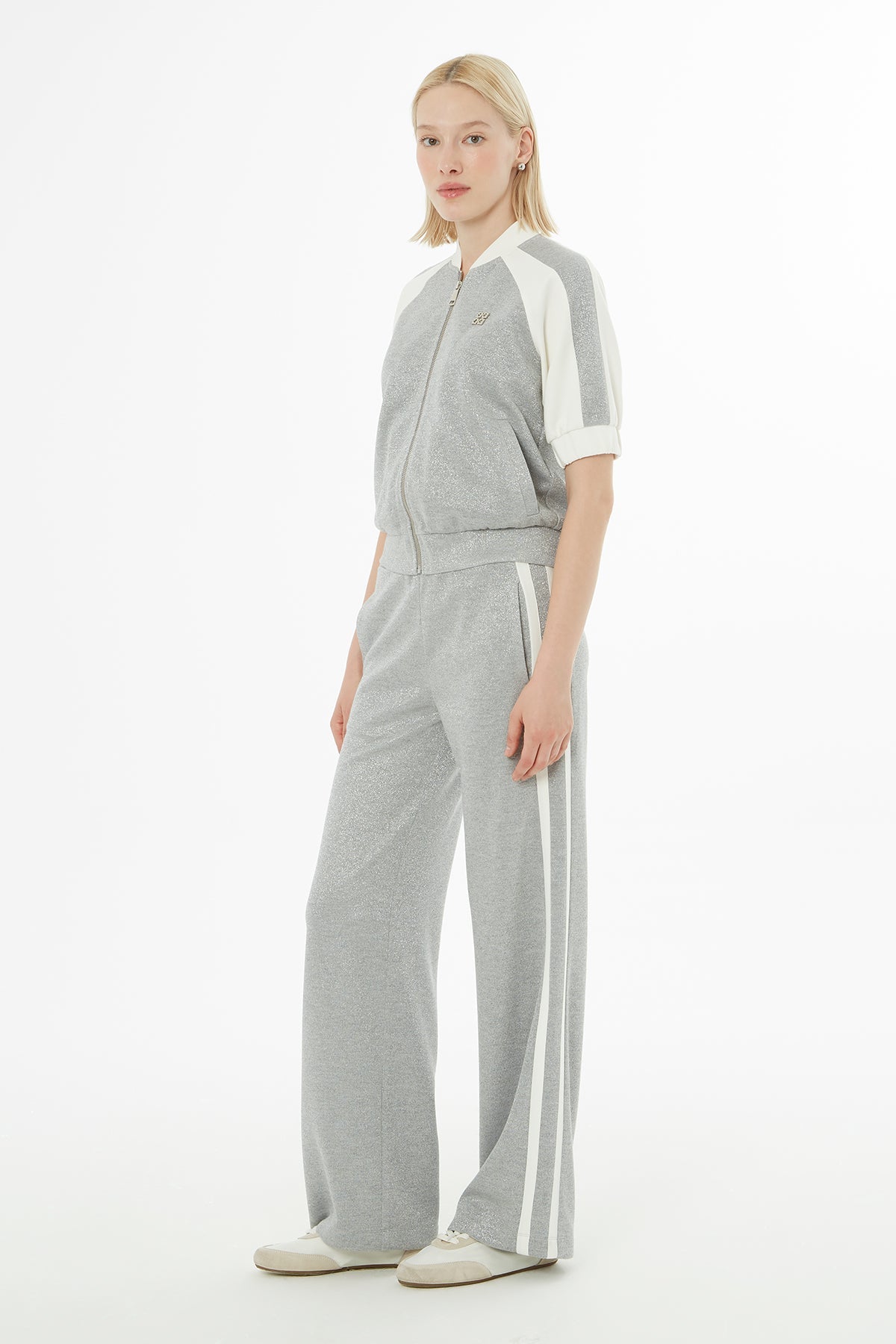 Grey Short-Sleeve Tracksuit Set