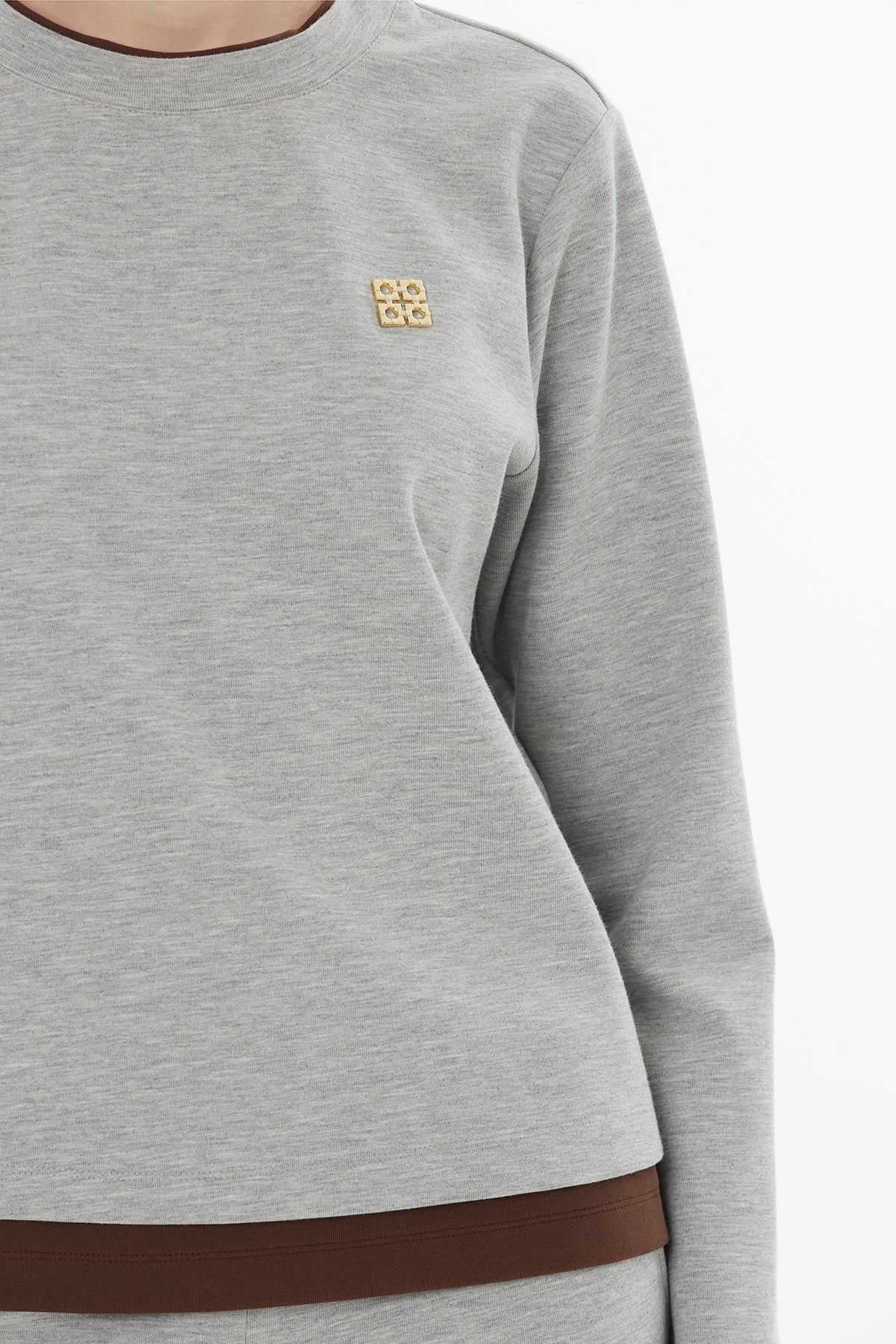 Grey Tracksuit Set with Trimmed Hem