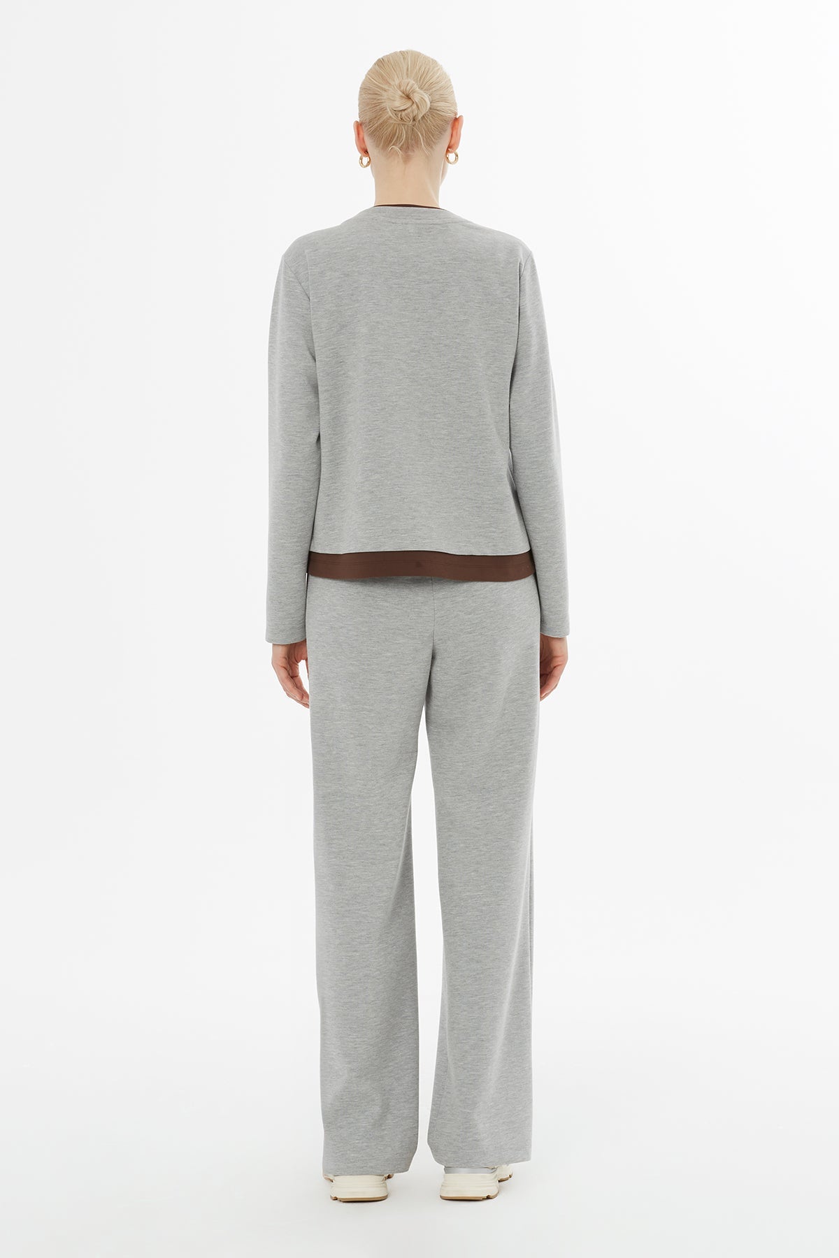 Grey Tracksuit Set with Trimmed Hem