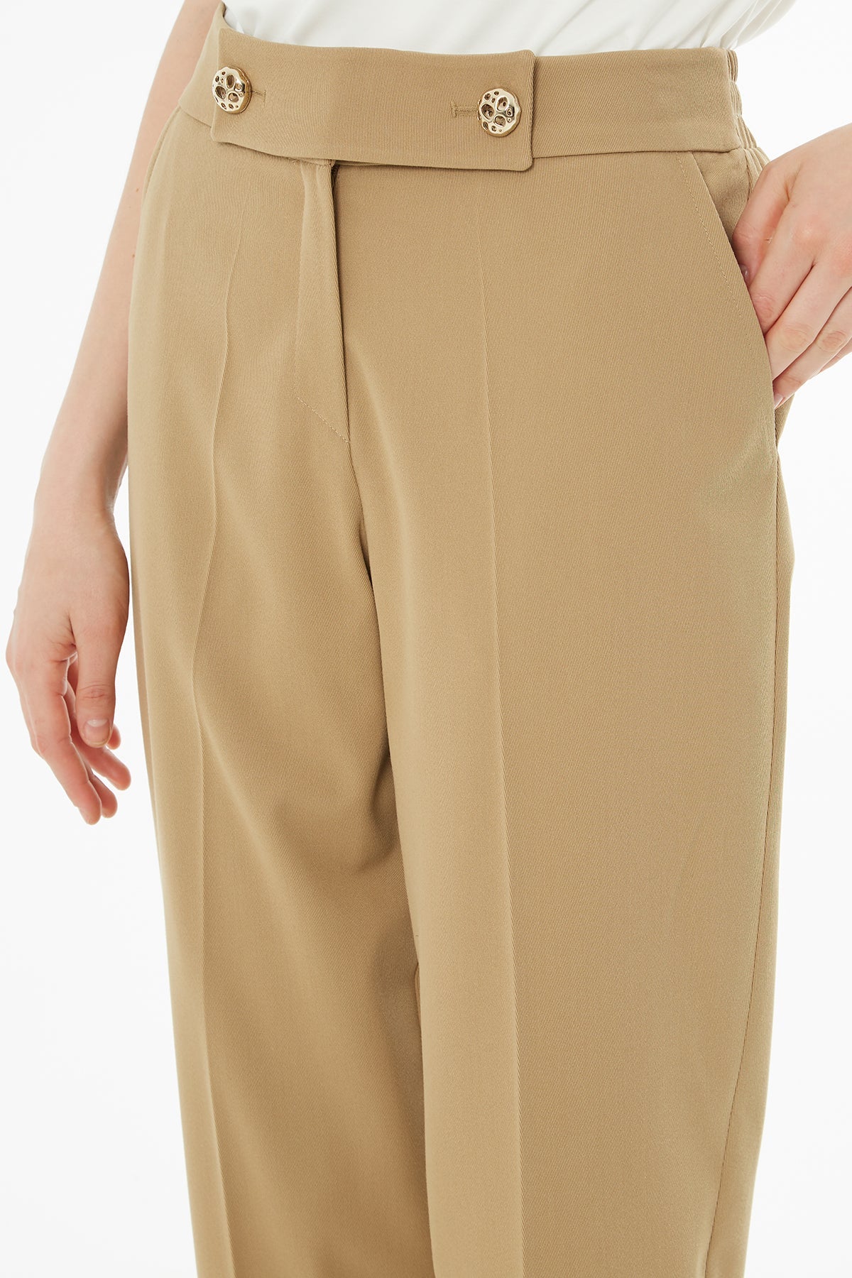 Brown Trousers with Contrast Stitching