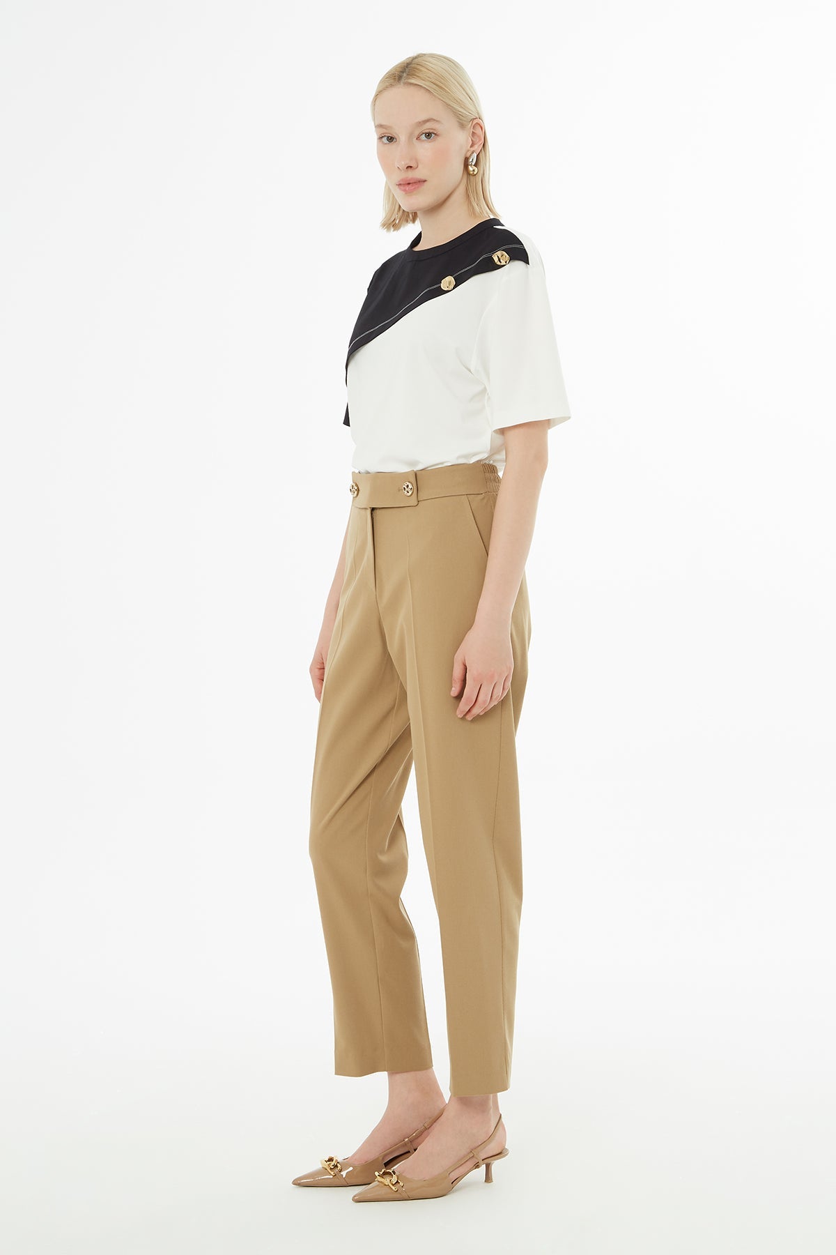 Brown Trousers with Contrast Stitching
