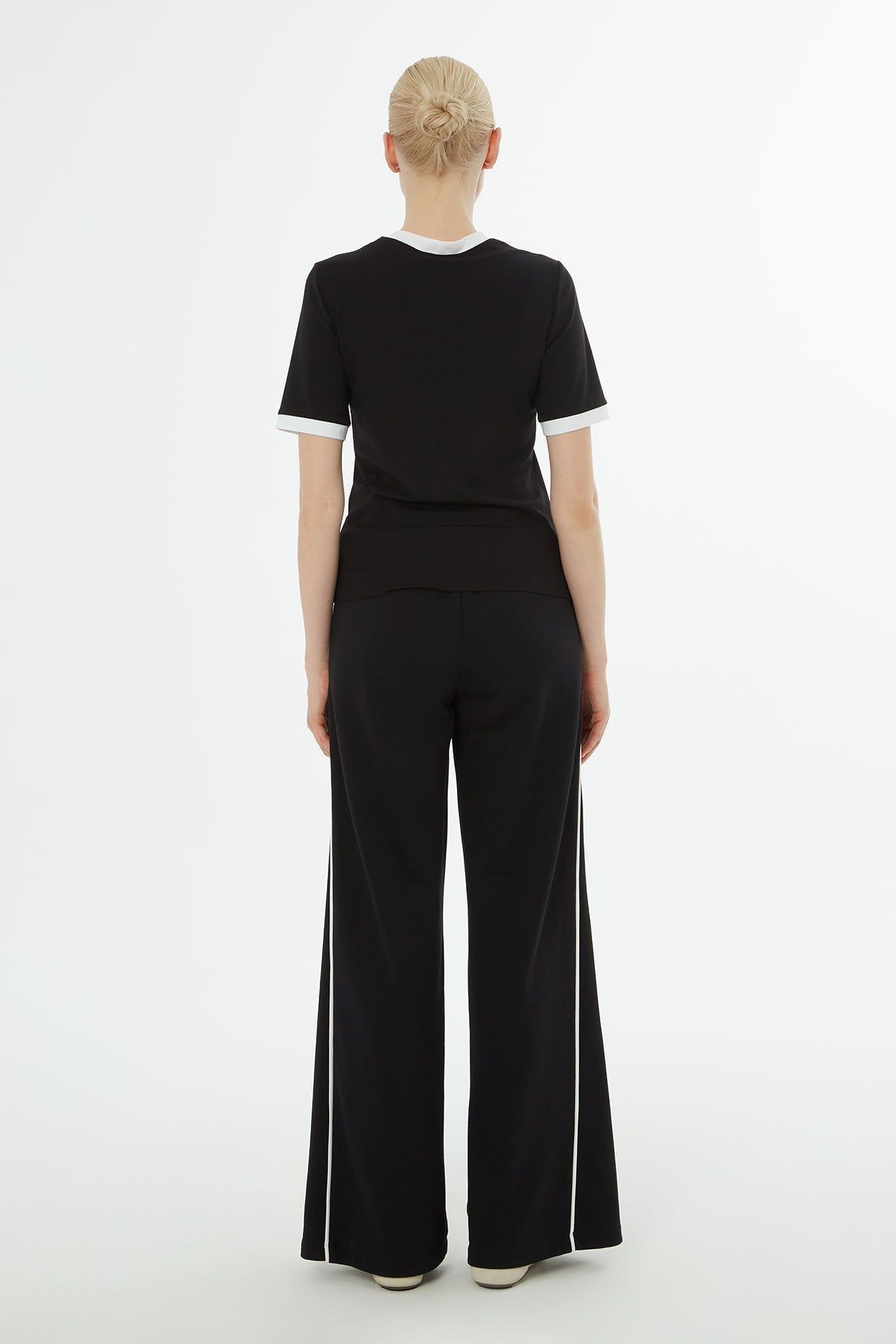 Black Blouse with Brooch Collar