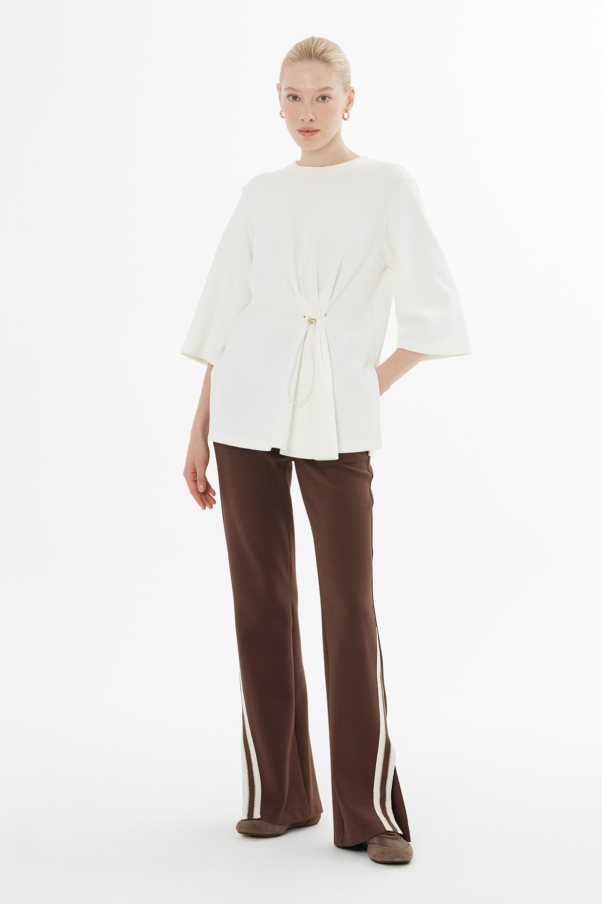 Ecru Three-Quarter Sleeve Blouse