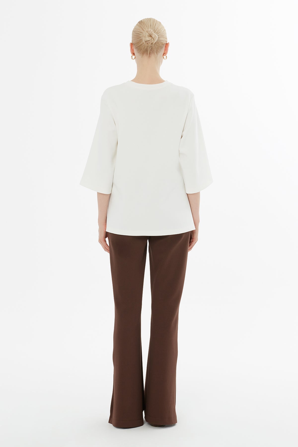 Ecru Three-Quarter Sleeve Blouse
