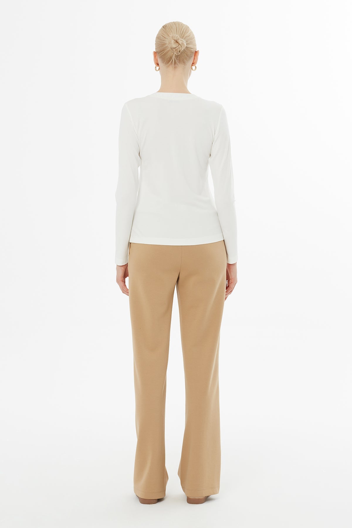 Ecru Front Snap-Button Blouse