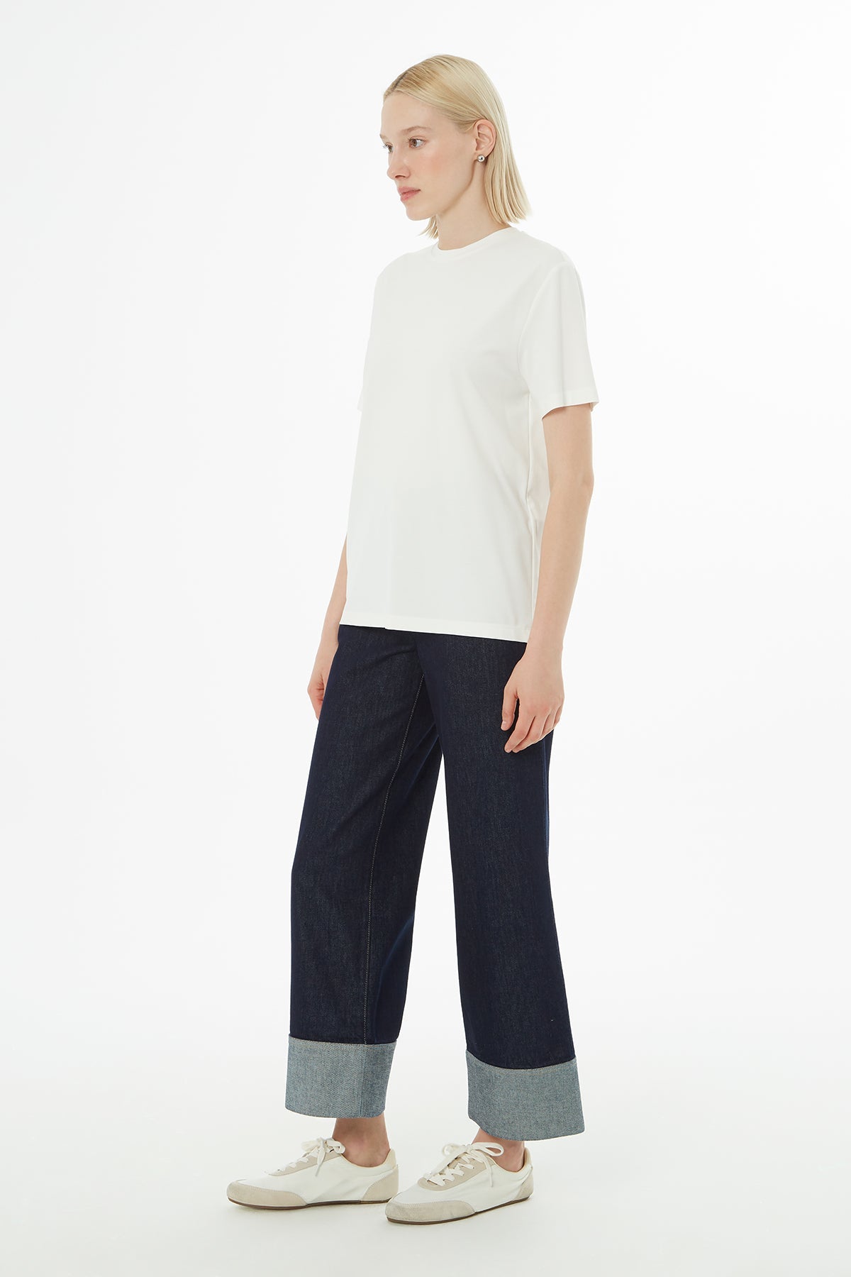 Ecru Basic Crew-Neck T-Shirt