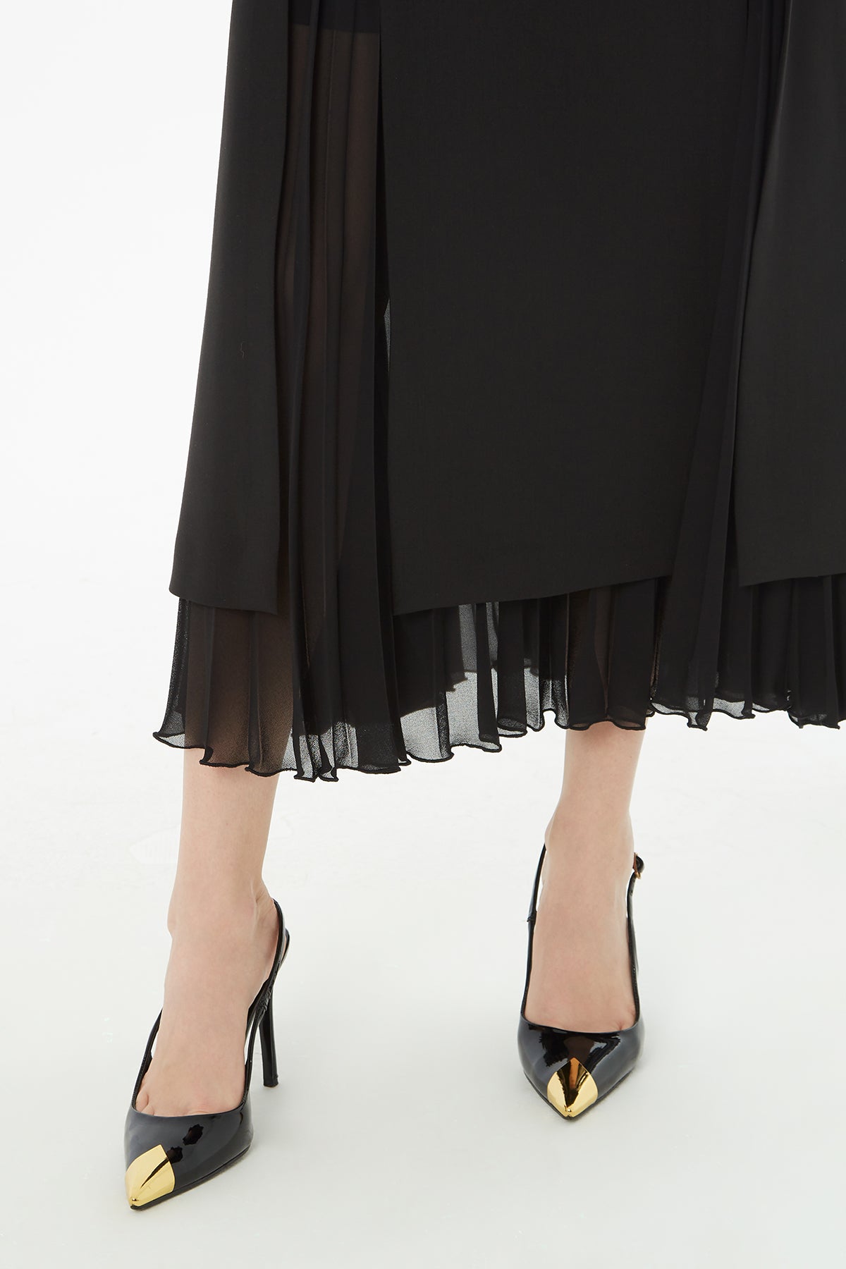 Black Belted Midi Skirt