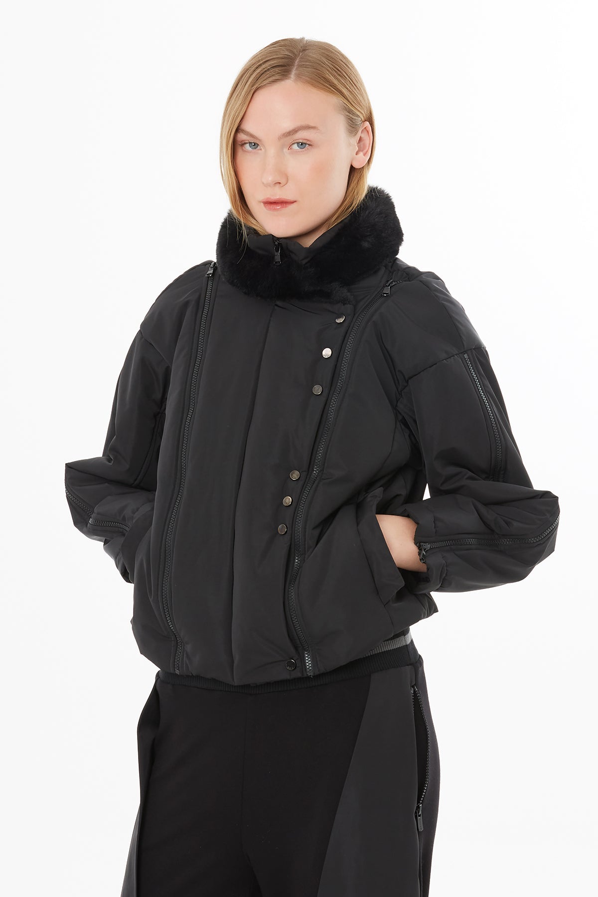 Black High-Collar Jacket