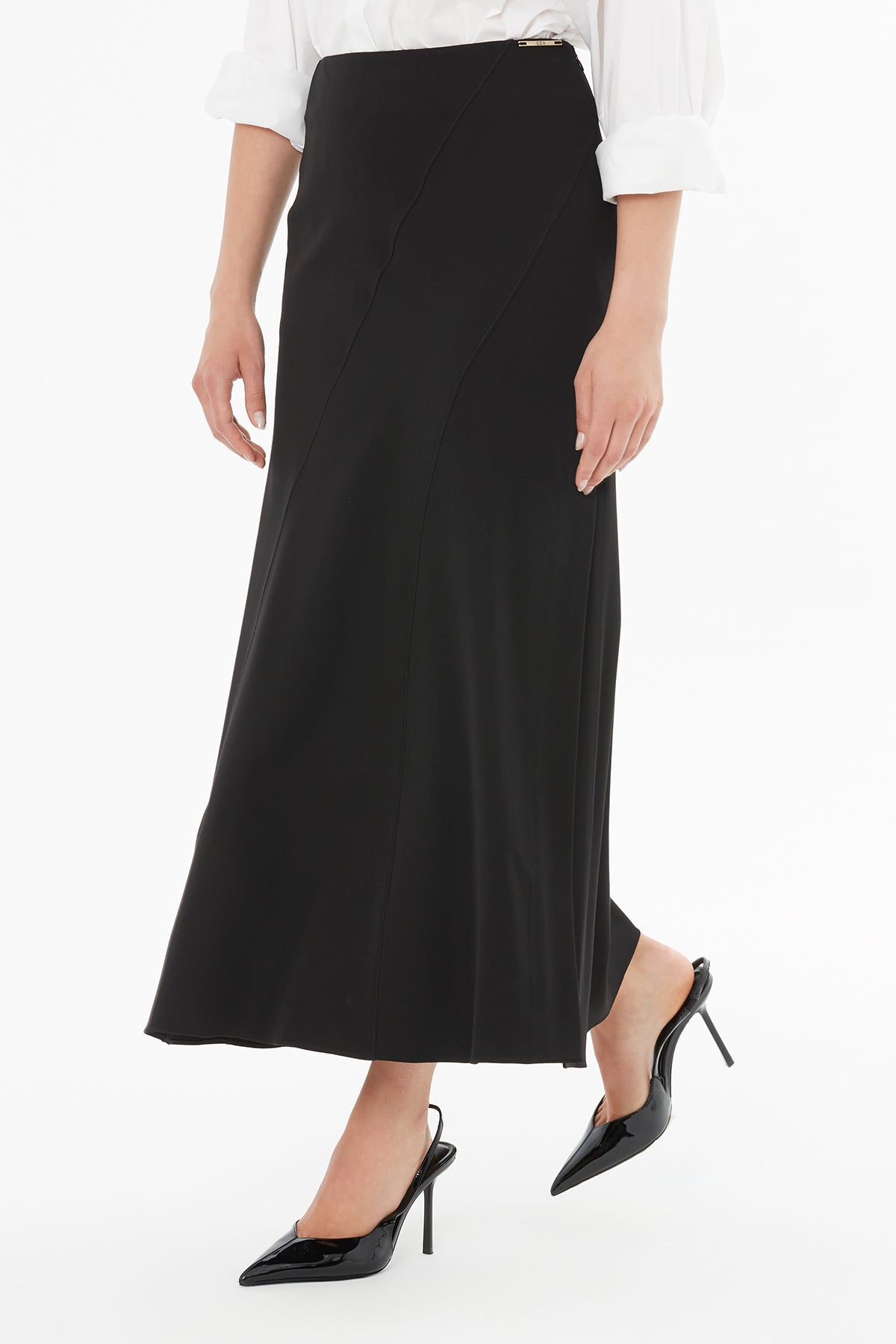 Black Midi Skirt with Side Slit