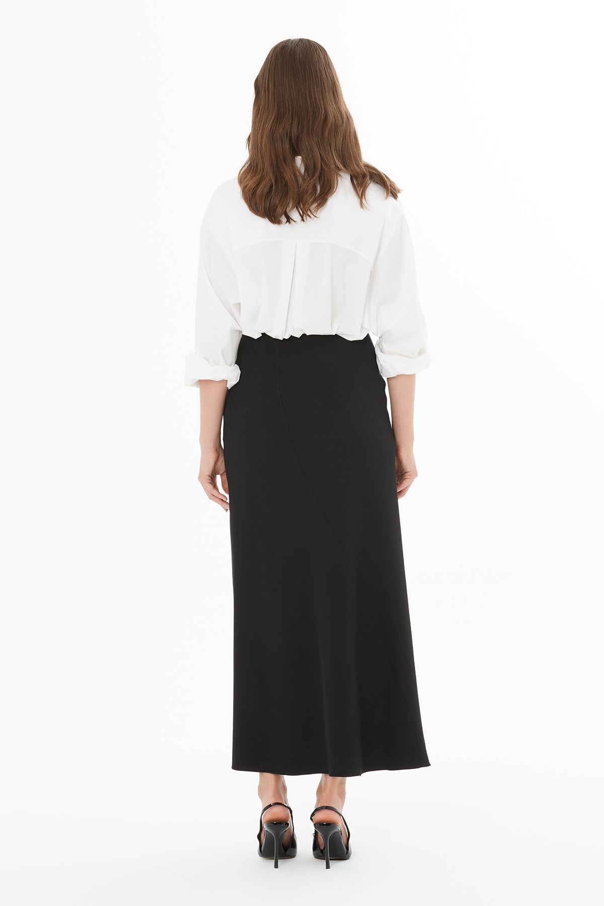 Black Midi Skirt with Side Slit