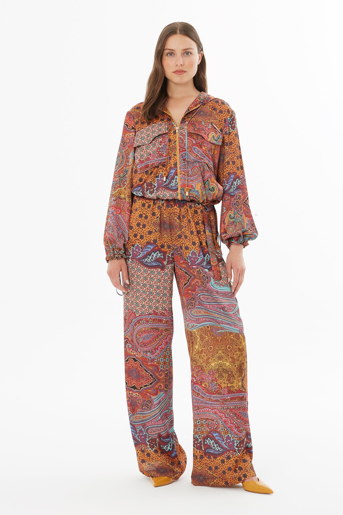 Printed Jacket with Elastic Waist