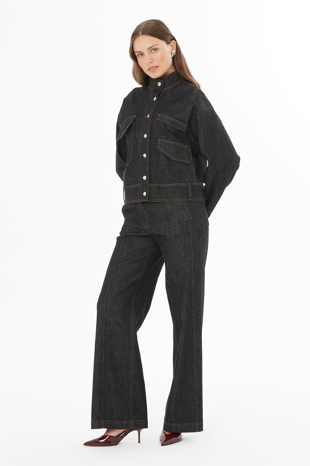 Denim Button-Fastening Jacket