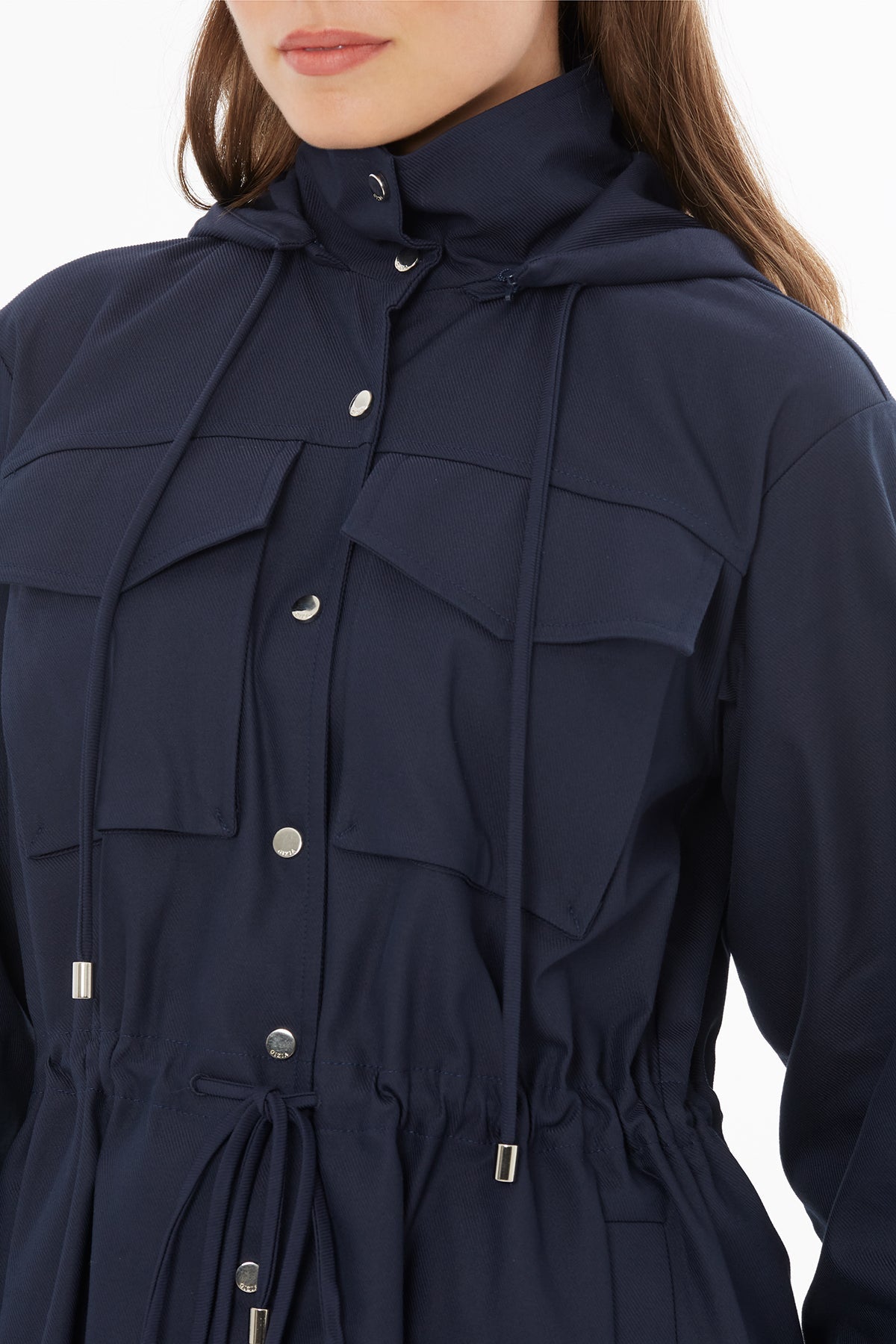 Navy Jacket with Drawstring Detail