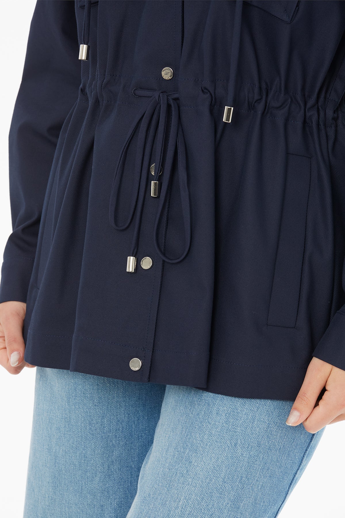 Navy Jacket with Drawstring Detail