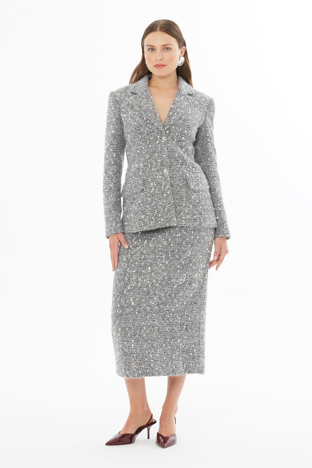 Grey Button-Front Jacket