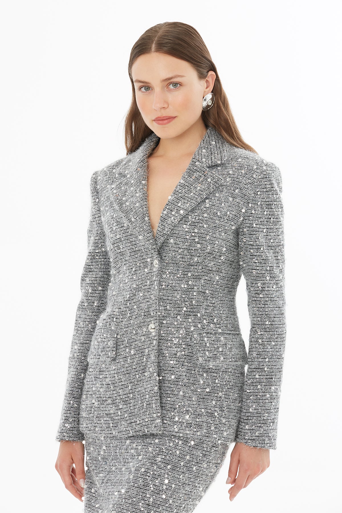 Grey Button-Front Jacket