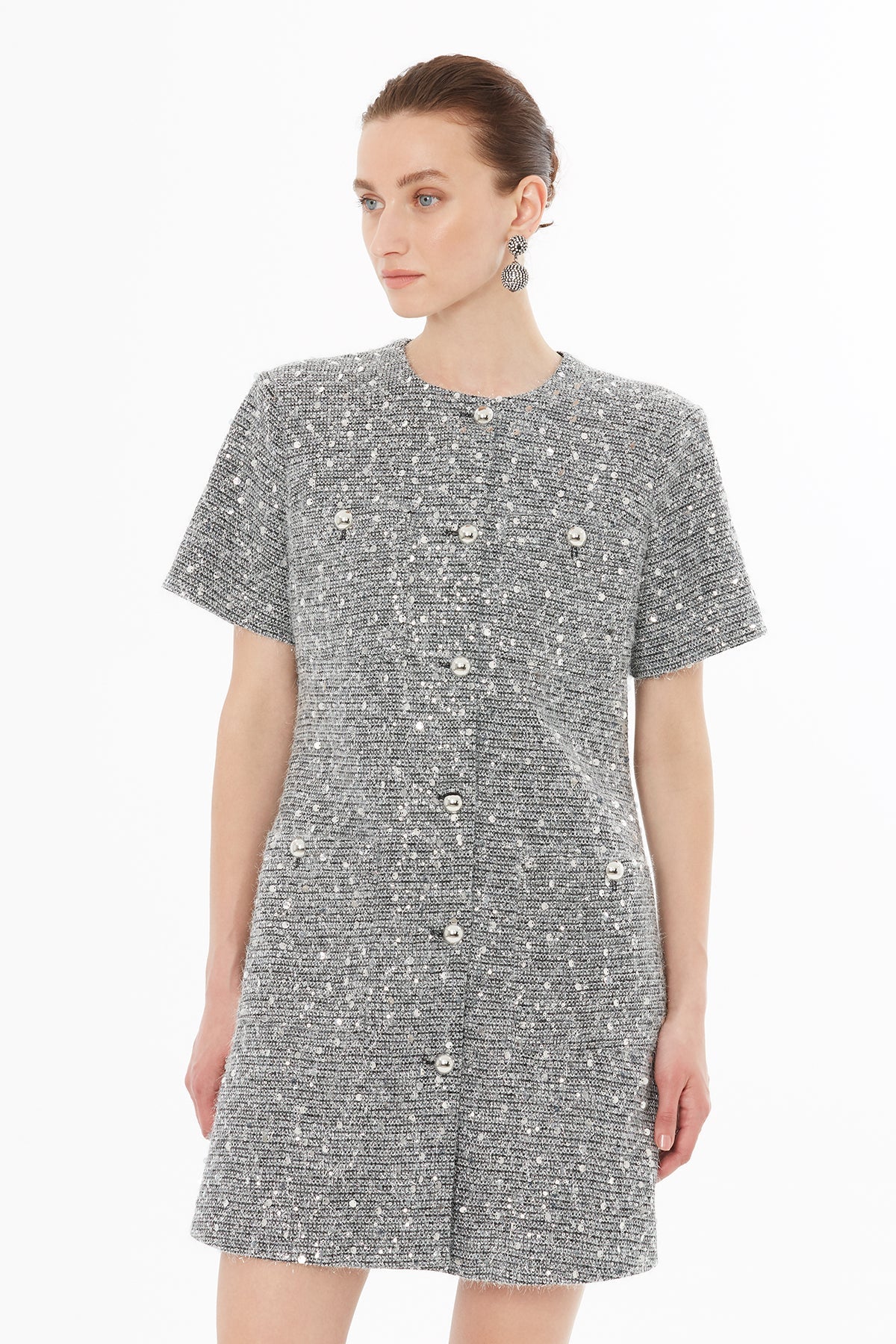 Grey Mini Short Sleeve Dress