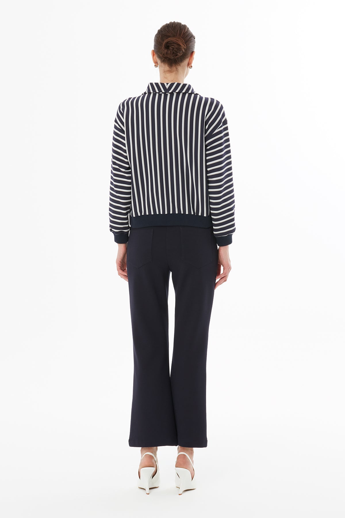 Printed Shirt-Collar Blouse