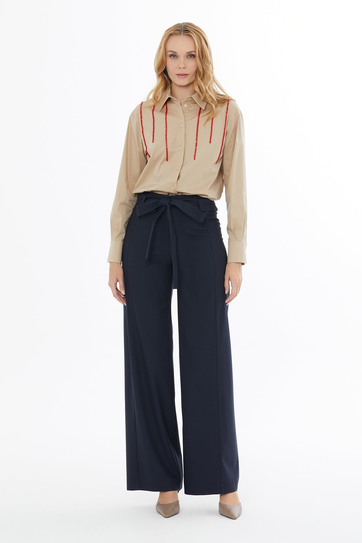 Pants with Back Button Detail