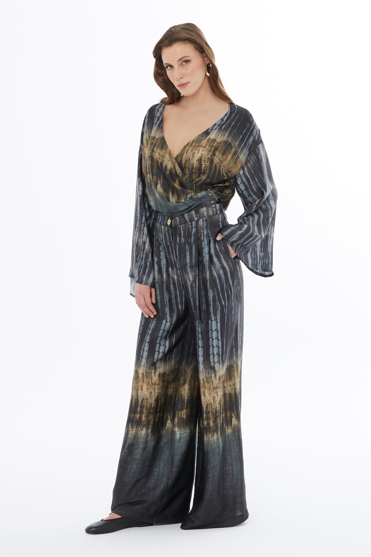 Printed Pleated-Detail Relaxed-Fit Trousers