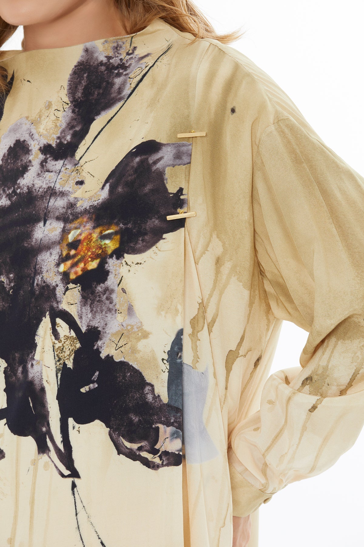 Printed Boat-Neck Blouse