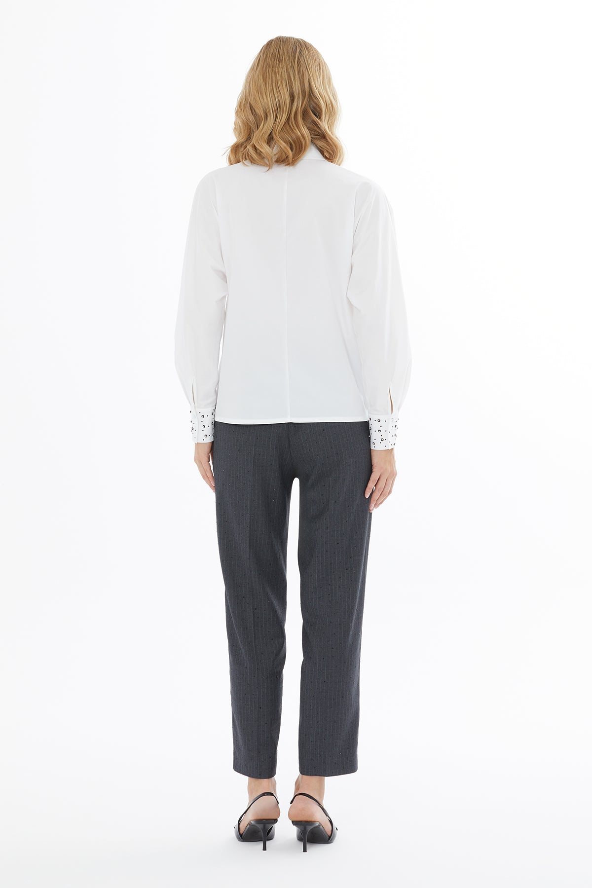 White Shirt with Embroidered Sleeves