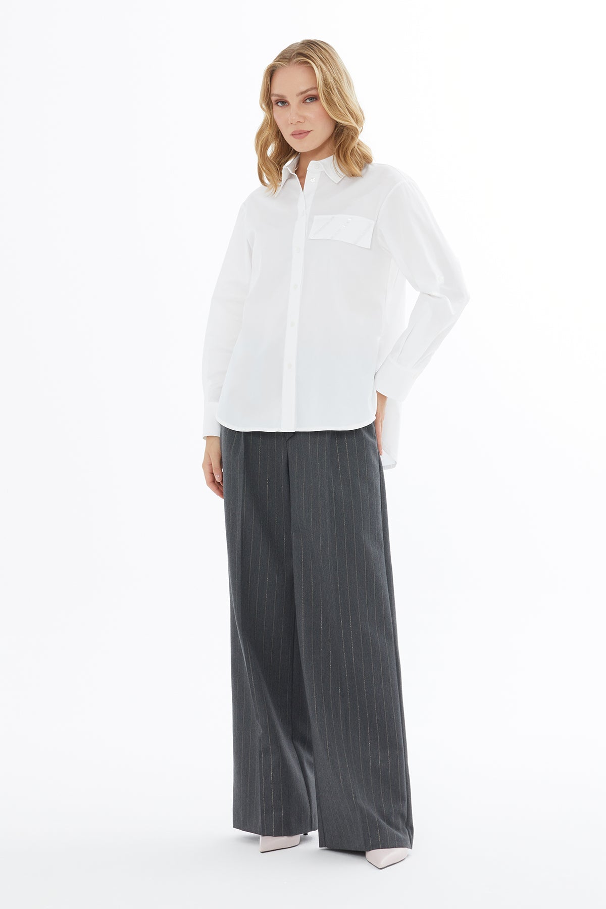 White Shirt with Pocket Detail