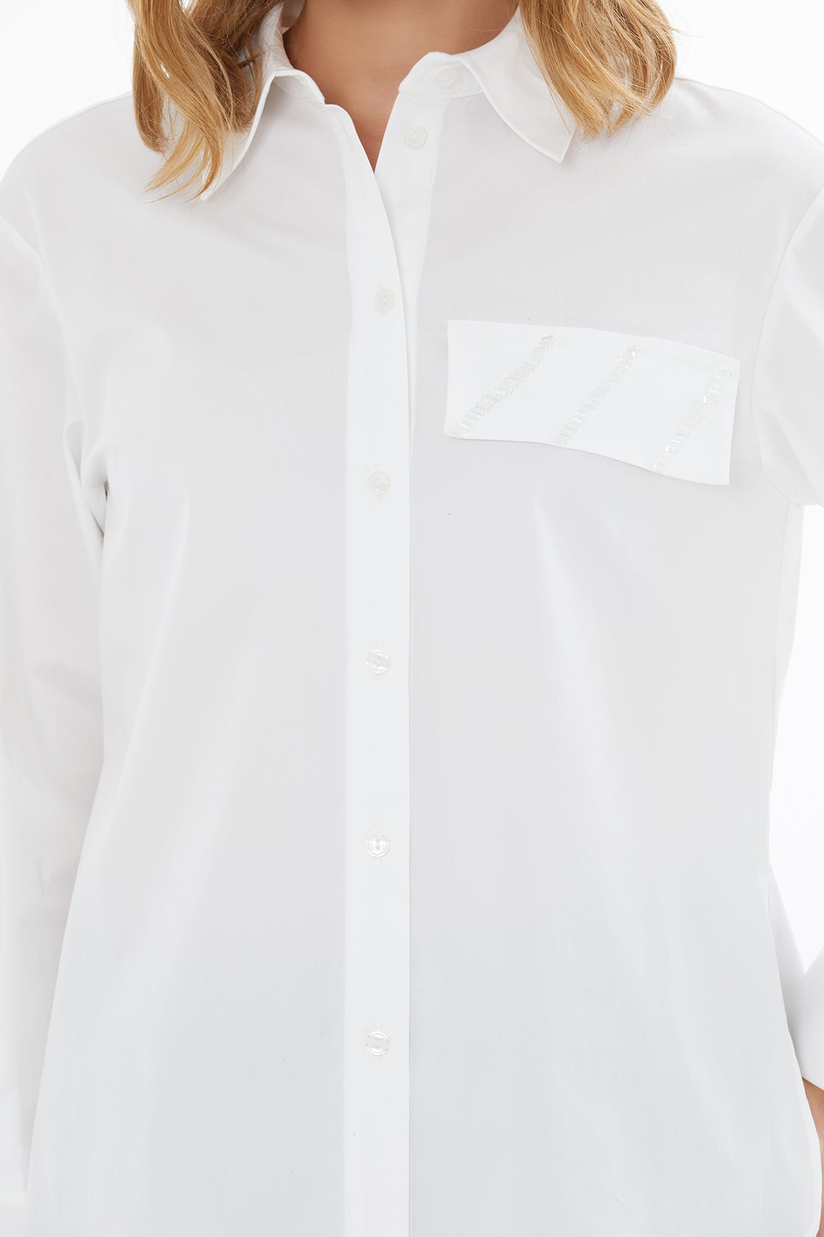 White Shirt with Pocket Detail