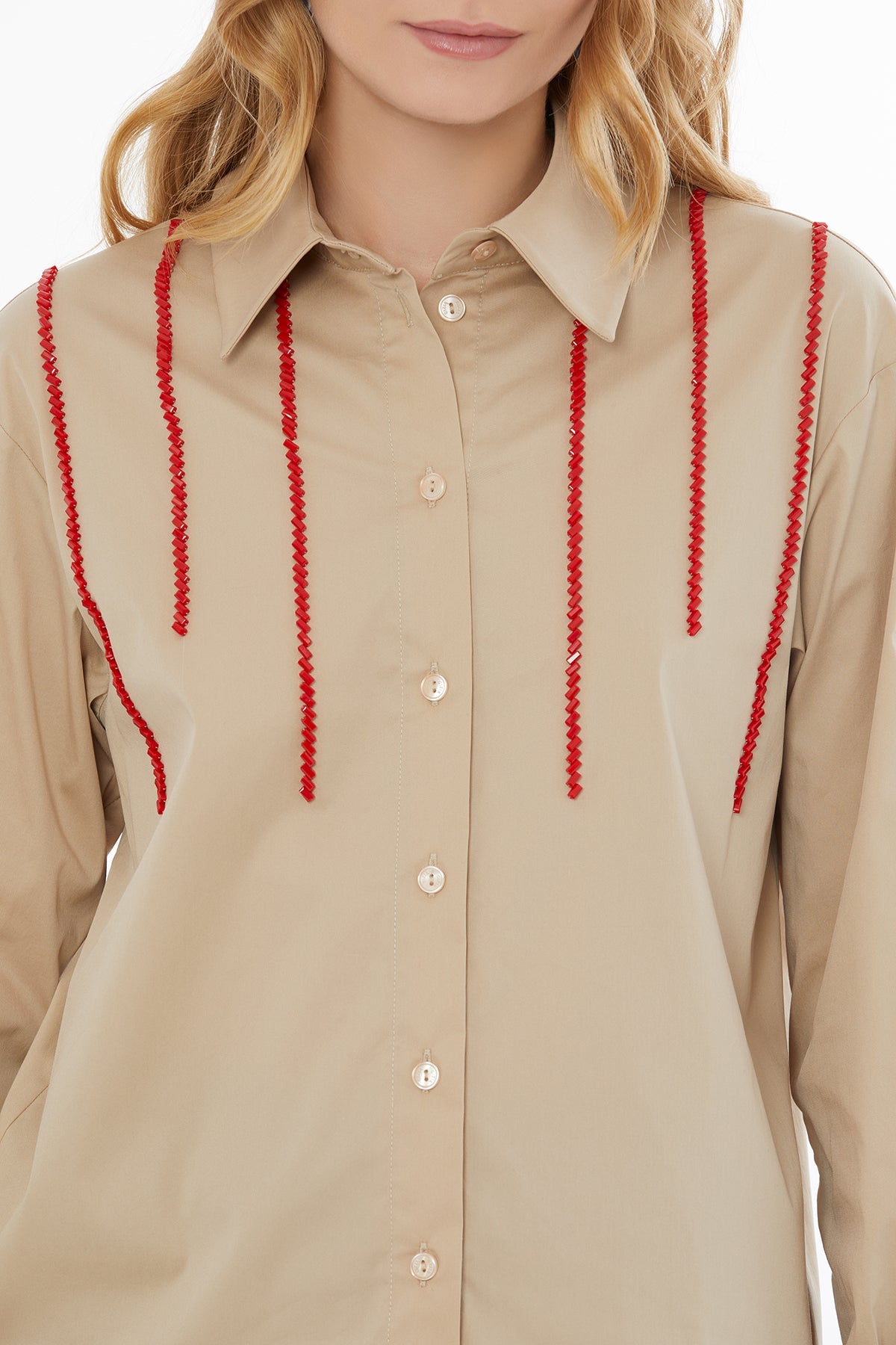 Beige Beaded Shirt