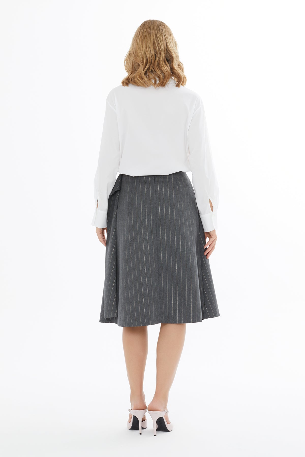 Grey Midi Pleated Skirt