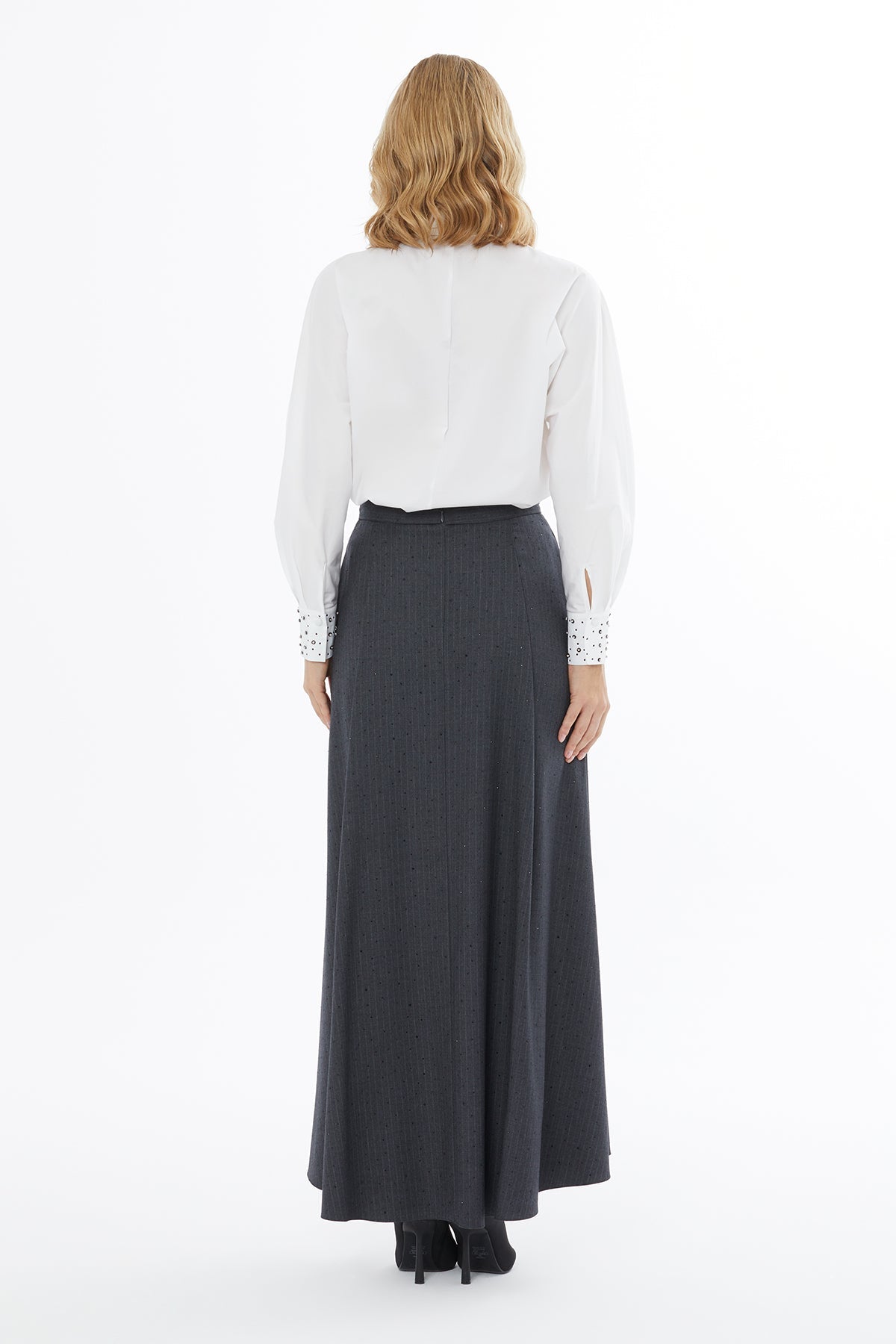 Grey Long Flared Skirt