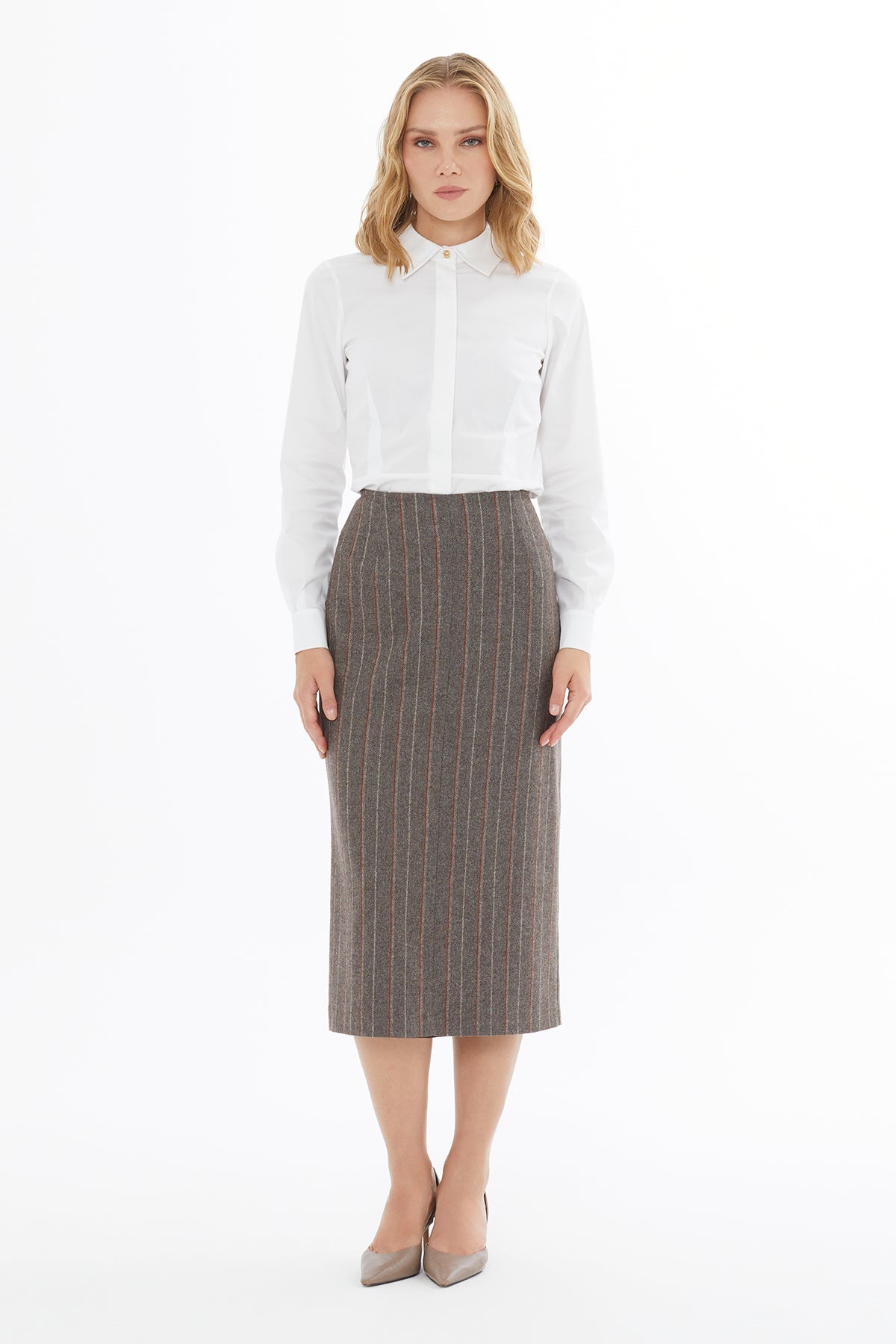 Brown Skirt with Back Slit