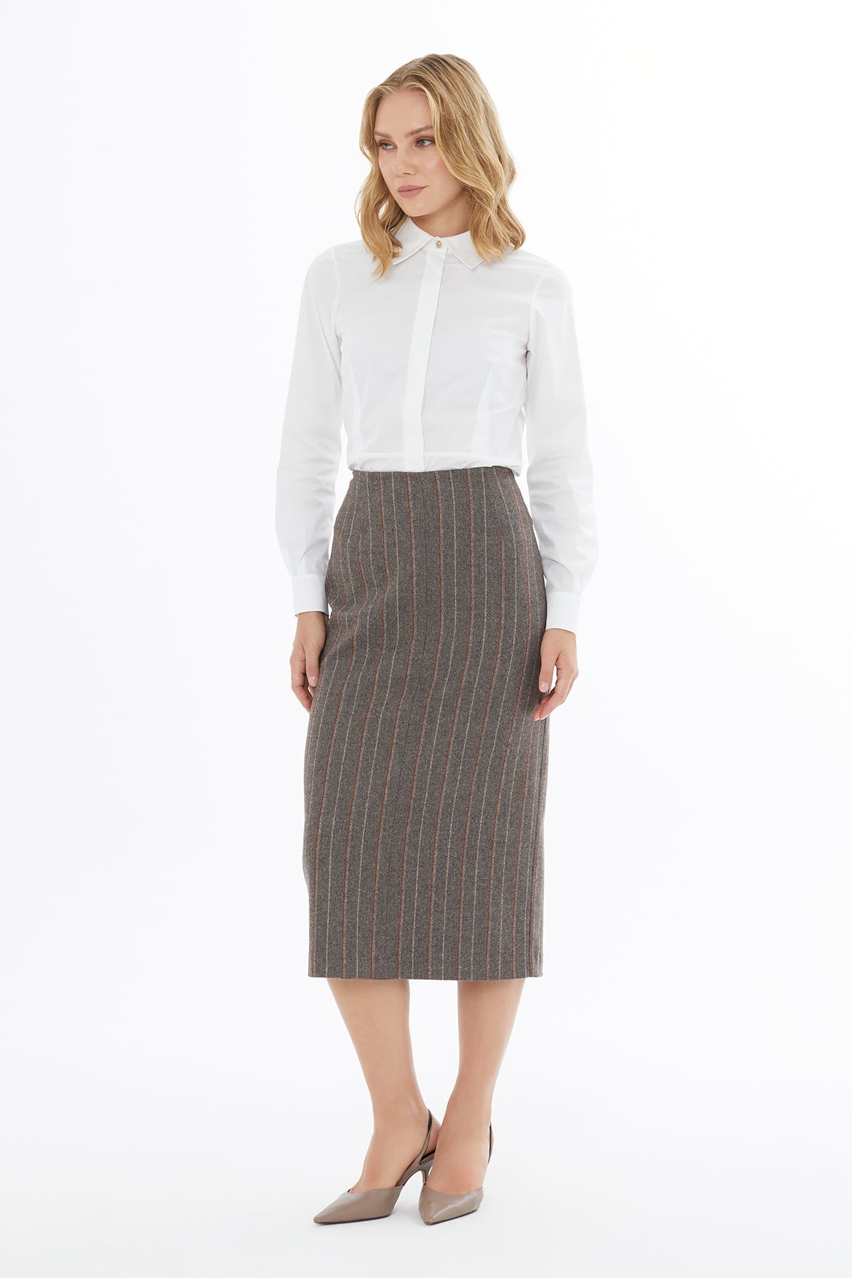 Brown Skirt with Back Slit