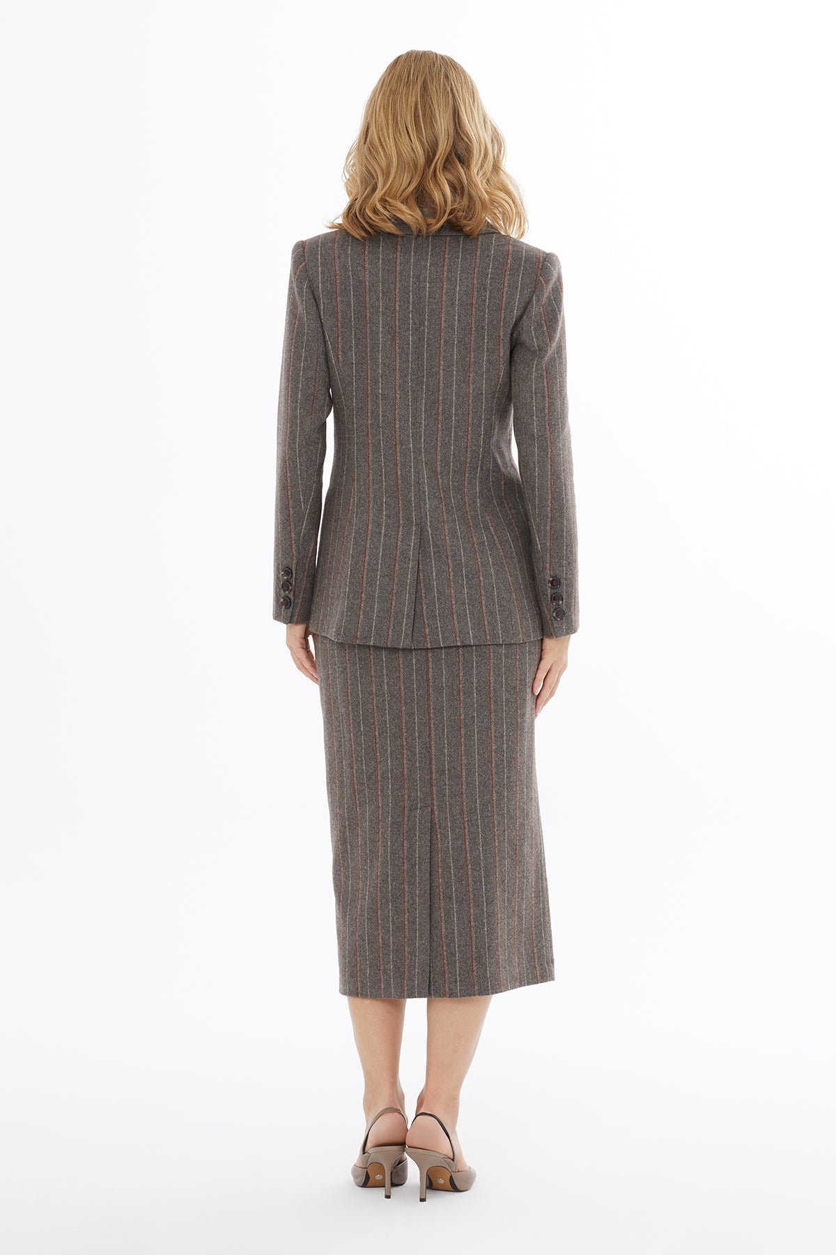 Brown Striped Button-Down Jacket