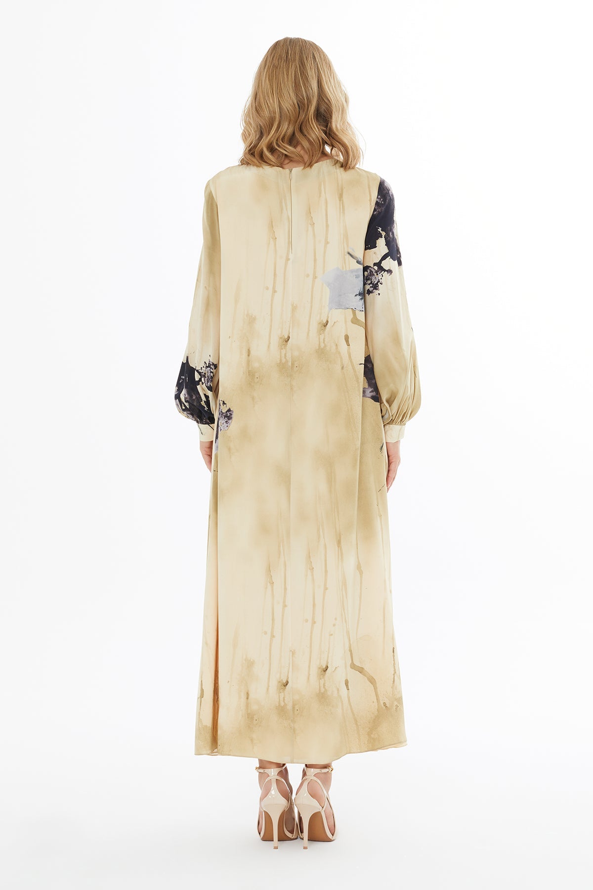 Printed Round-Neck Long Dress