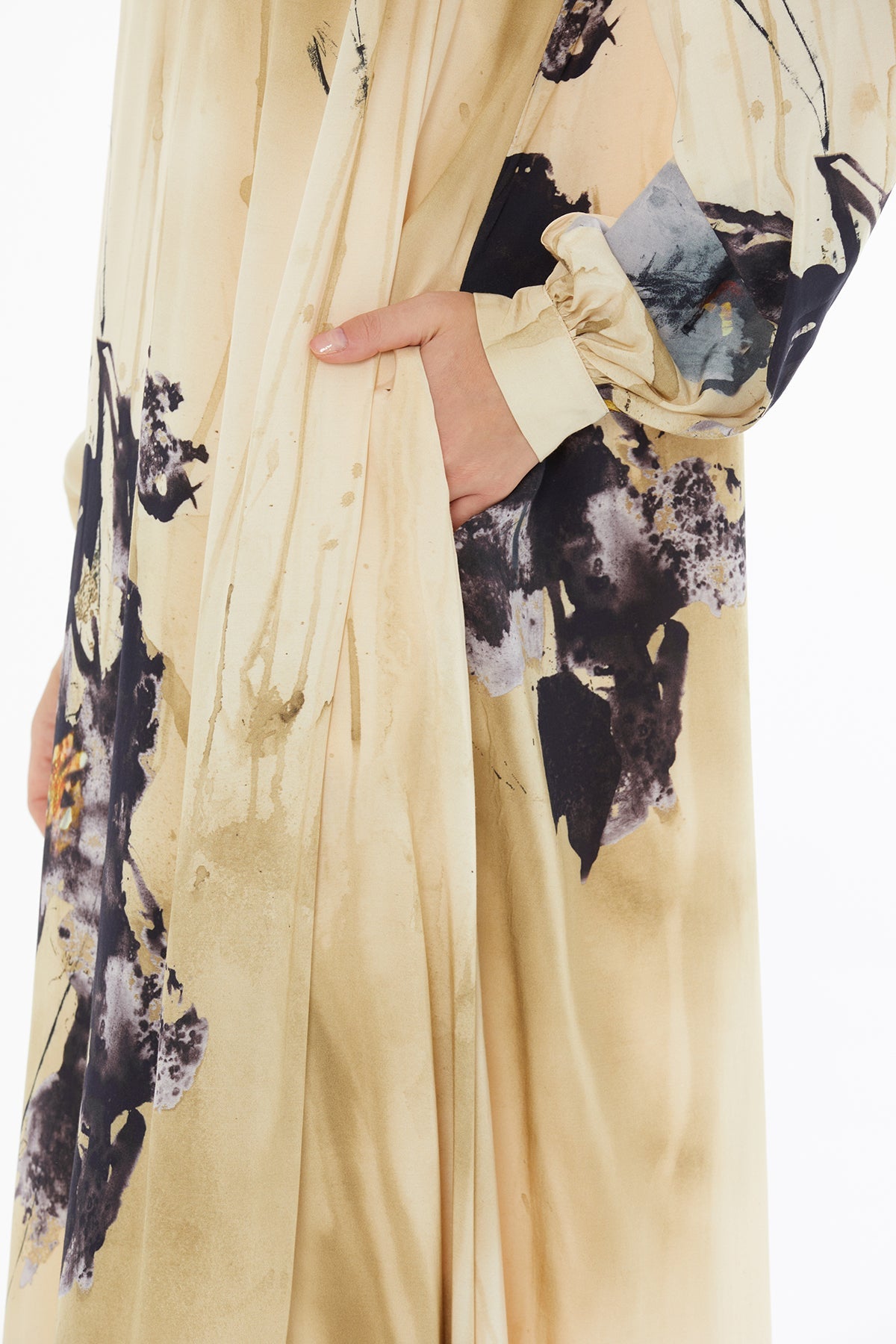 Printed Round-Neck Long Dress