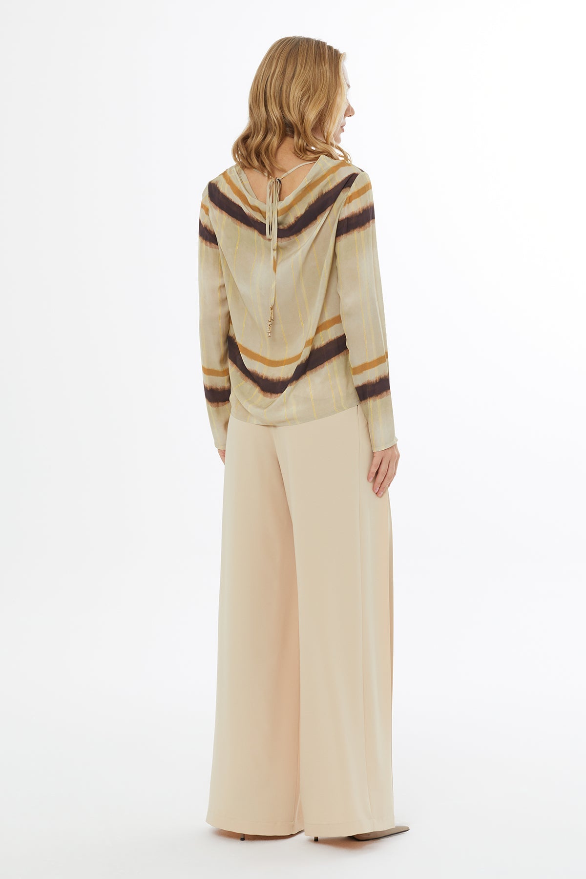 Printed Blouse with Back Tie