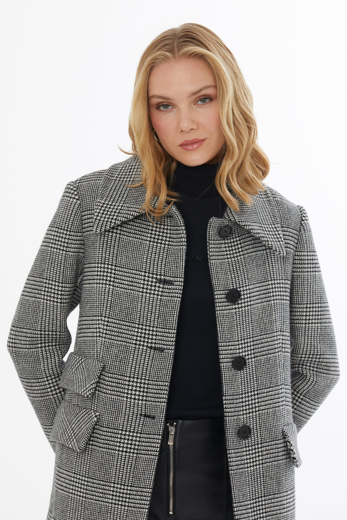 Grey Button-Front Jacket with Pockets
