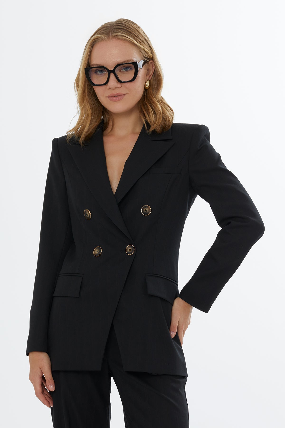 Black Jacket with Double Button Closure