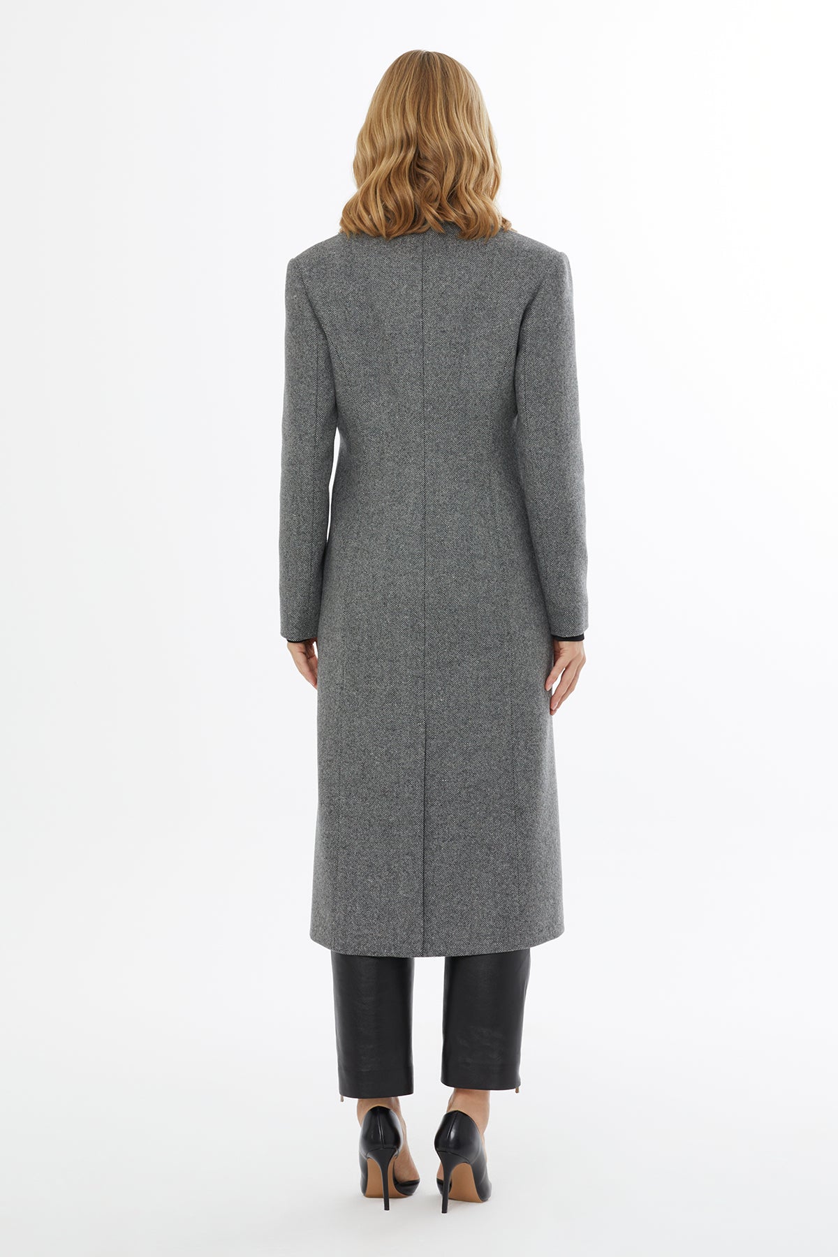 Grey Button Detail Full-Fit Coat