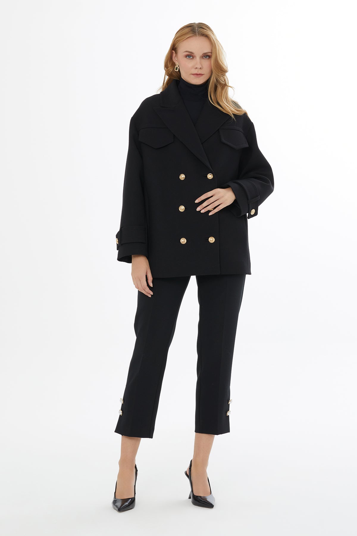 Black Jacket with Button Closure