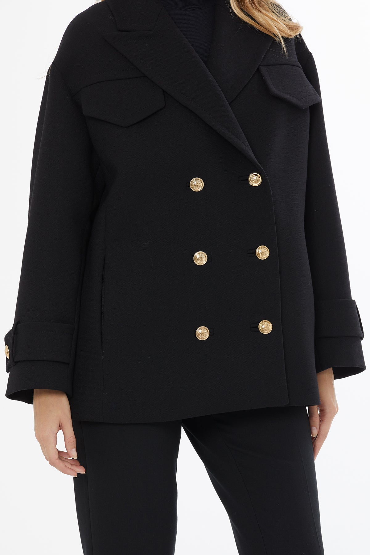 Black Jacket with Button Closure