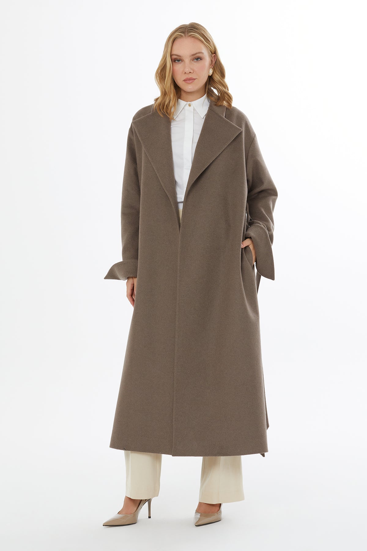 Brown Double-Belt Oversized Coat