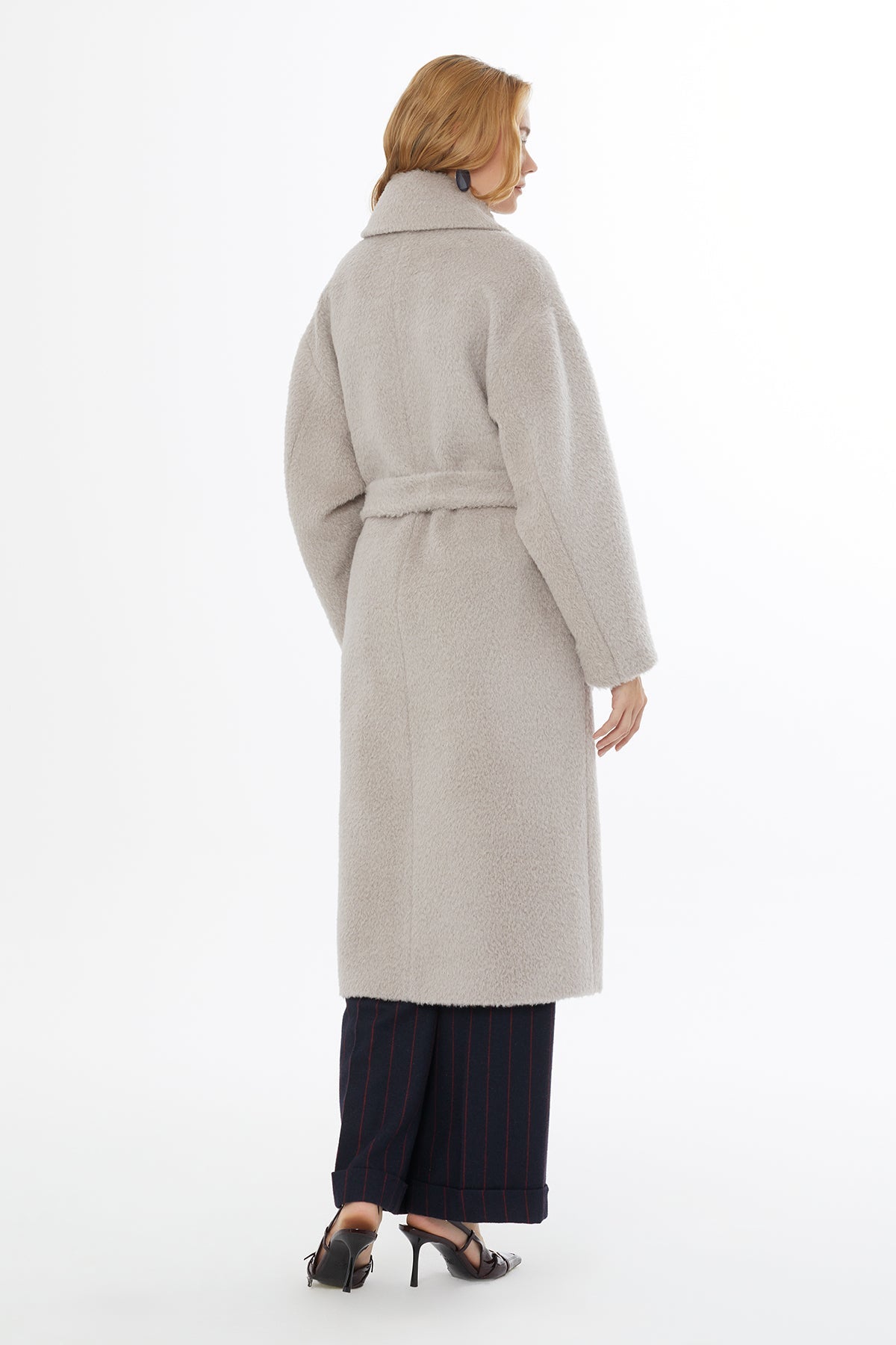 Beige Coat with Belt Closure