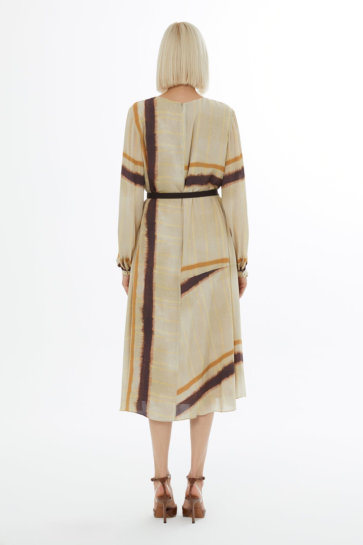 Printed Round-Neck Midi Dress